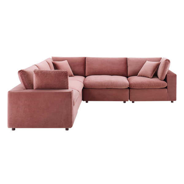 Modway Commix Down Filled Overstuffed Velvet 5Piece Sectional Sofa by